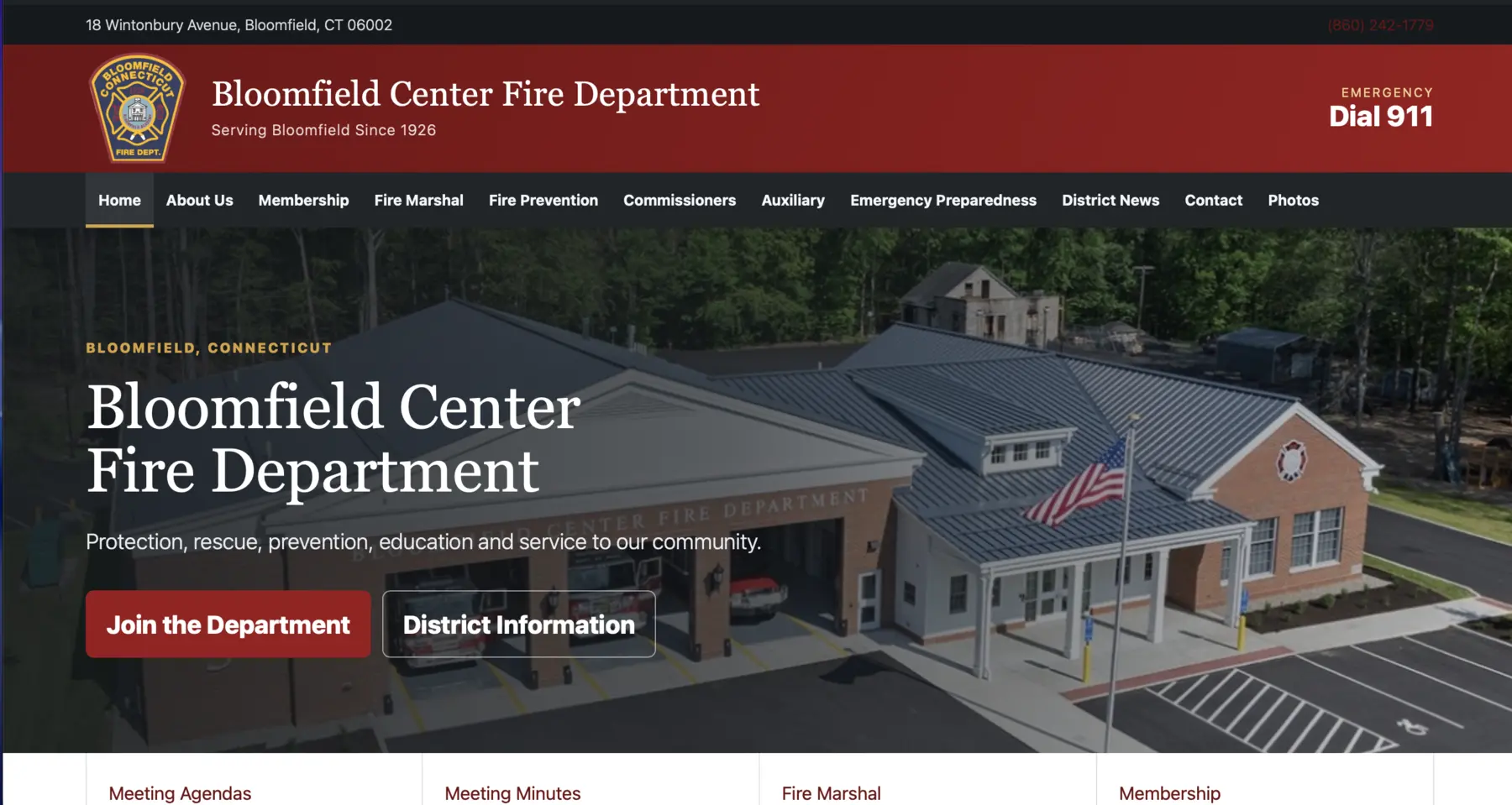 Bloomfield Center Fire Department website